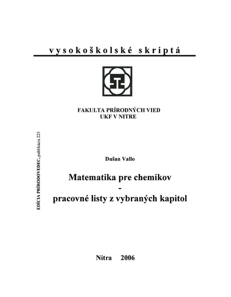 Matematika pre chemikov - pracovné listy z vybraných kapitol